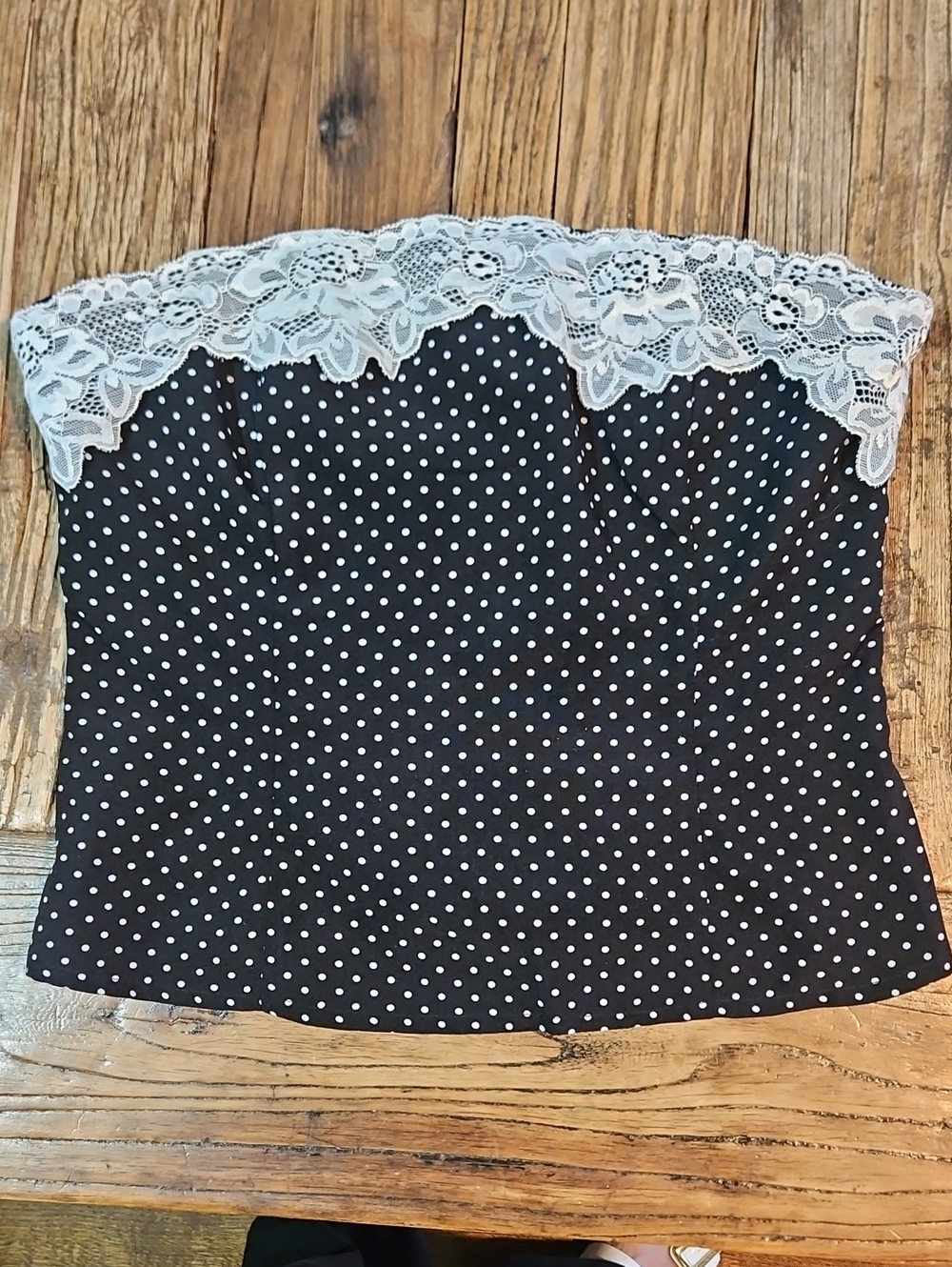 MORE TO COME Nickie Polka Dot Lace Strapless Top - Small